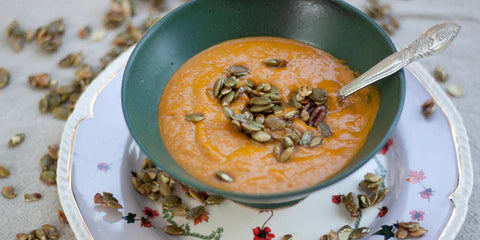 PUMPKIN SOUP WITH SPICED TOASTED PUMPKIN SEEDS