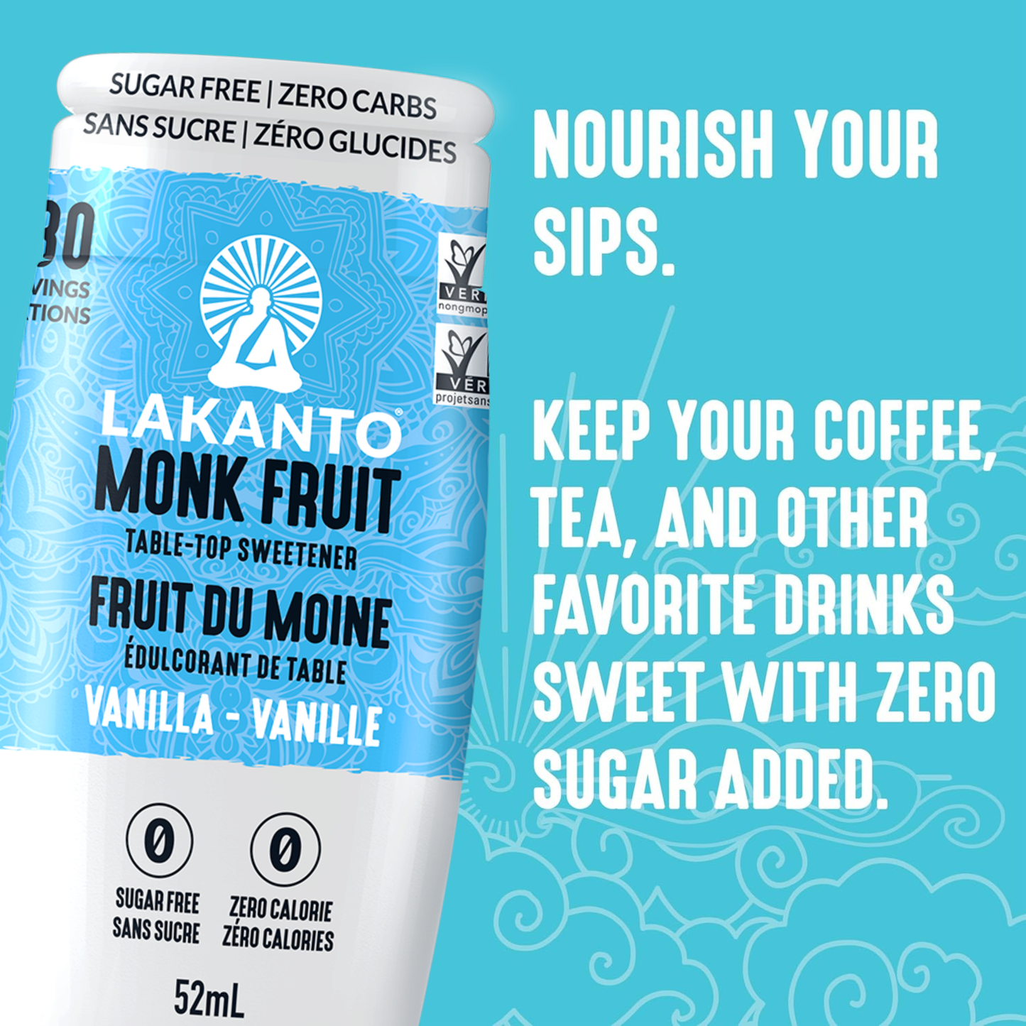 Liquid Monk Fruit Sweetener Extract Drops - Vanilla