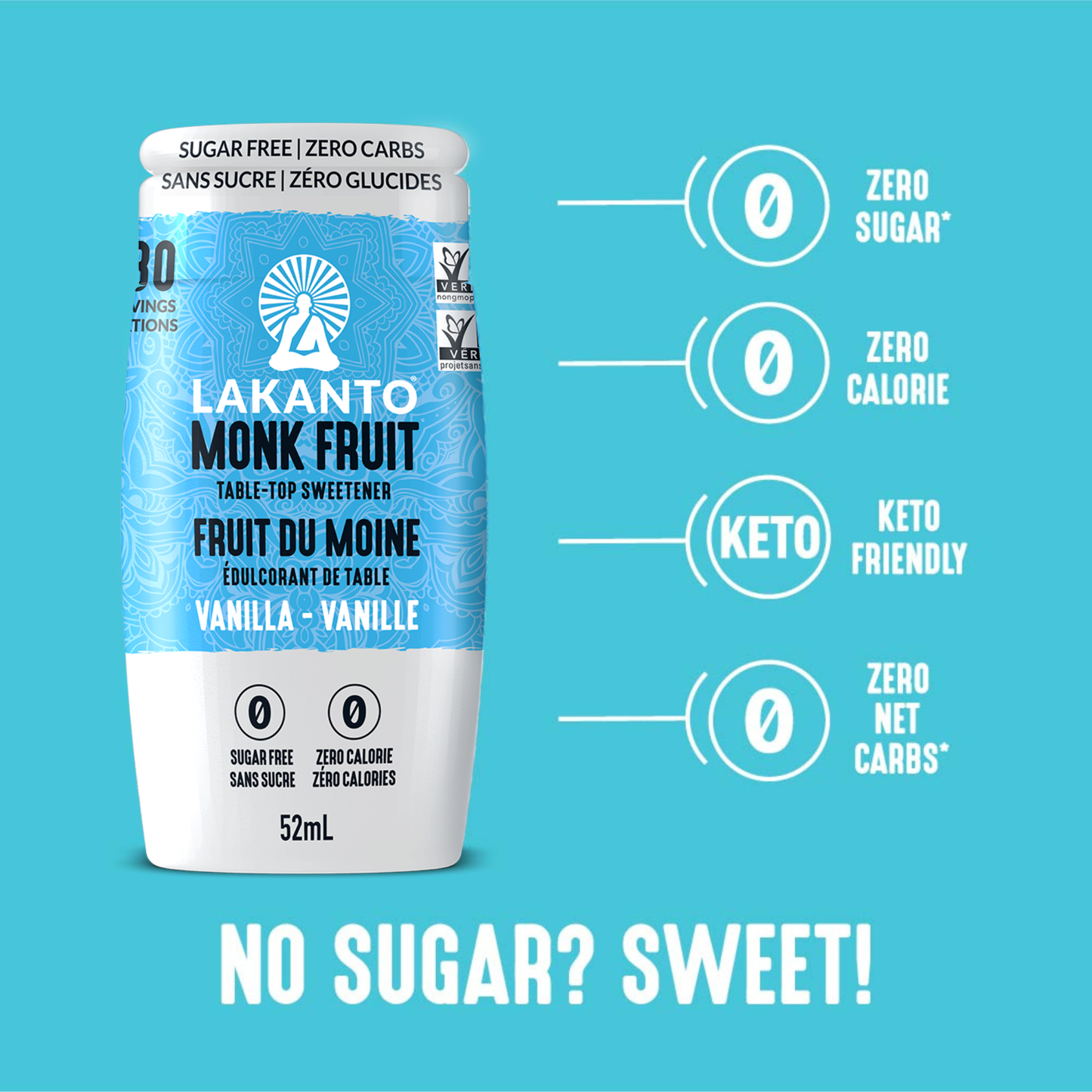 Liquid Monk Fruit Sweetener Extract Drops - Vanilla