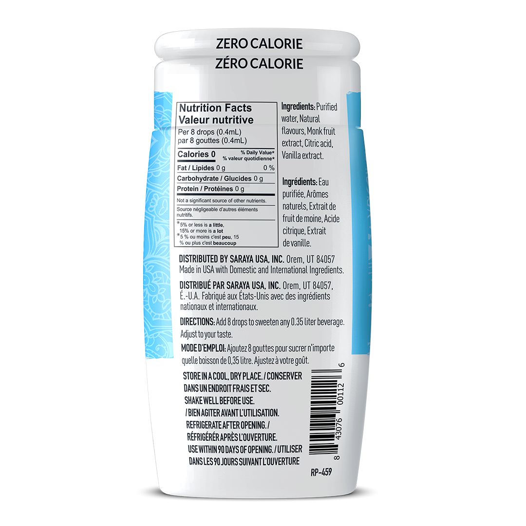 Liquid Monk Fruit Sweetener Extract Drops - Vanilla