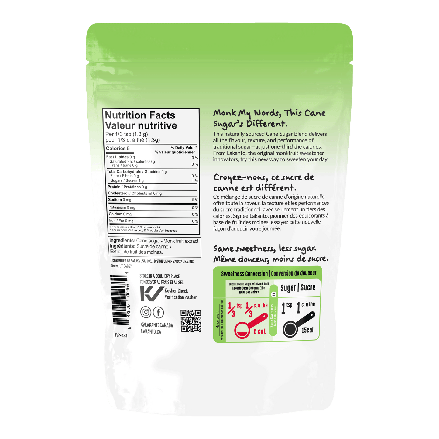 Cane Sugar with Monkfruit (1 lb)