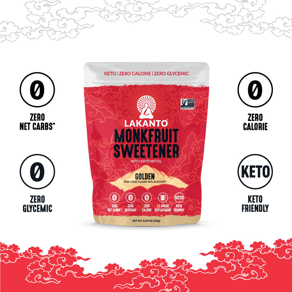 Golden Monk Fruit Sweetener with Erythritol - Raw Cane Sugar Substitute