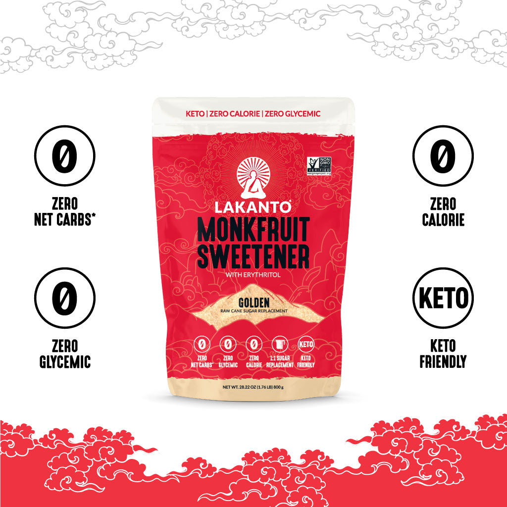 Golden Monk Fruit Sweetener with Erythritol - Raw Cane Sugar Substitute