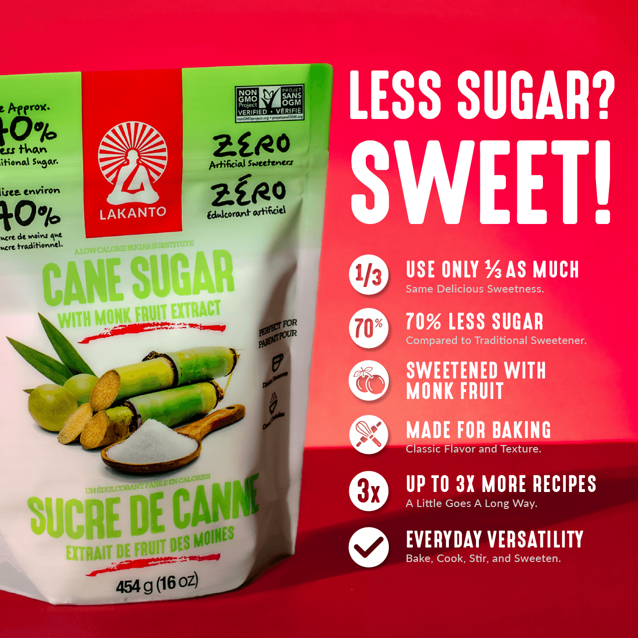 Cane Sugar with Monkfruit (1 lb)